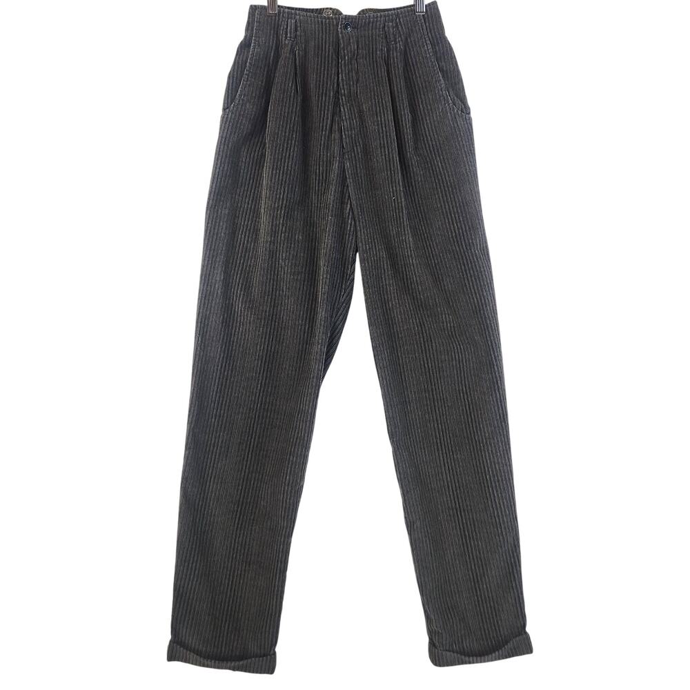 VTG Casual Corner Women’s Corduroy Pants Dark Academia SZ 10 Gray Pleated Cuffed
